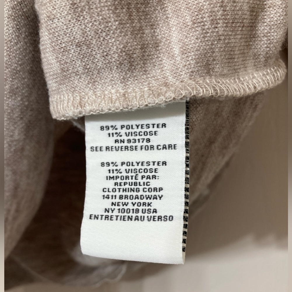 Magaschoni Beige Boxy Fit Funnel Neck Sweatshirt Large Cozy Neutral Minimalist - Picture 4 of 5